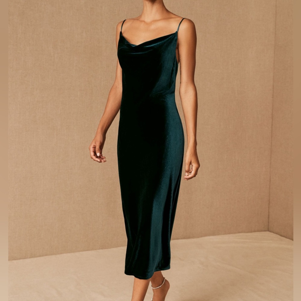 Jenny Yoo emerald velvet midi dress